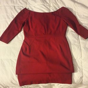 Red off the shoulder midi dress